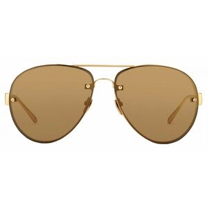 Linda Farrow Aviator Sunglasses In Yellow Gold With Matte Gold Lens LFL375 C8